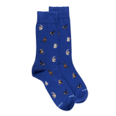 Chaussettes homme en coton à motifs chats - Bleu France | Doré Doré