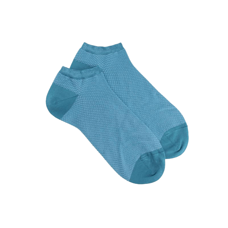 Socquettes femme à motifs losanges - Bleu | Doré Doré