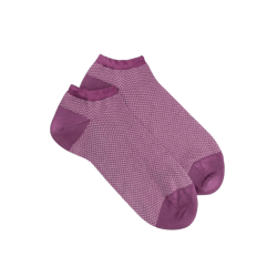 Socquettes femme à motifs losanges - Violet Grappe | Doré Doré