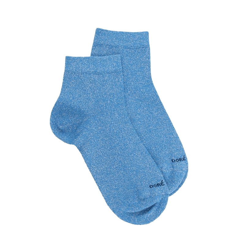 Soquettes femme en coton avec effet brillant - Bleu | Doré Doré