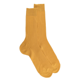 Chaussettes homme fines à côtes en fil d'Écosse - Jaune Pissenlit | Doré Doré
