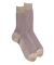 Chaussettes homme à côtes bicolores en fil d'Écosse - Beige Grège & Violet Myrtille