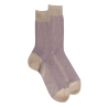 Chaussettes homme à côtes bicolores en fil d'Écosse - Beige Grège & Violet Myrtille