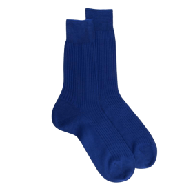 Chaussettes homme à côtes 100% fil d'Écosse - Bleu | Doré Doré