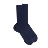 Chaussettes femme à côtes sans bord élastique en fil d'Écosse - Bleu Matelot