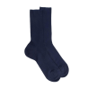 Chaussettes femme à côtes sans bord élastique en fil d'Écosse - Bleu Matelot | Doré Doré