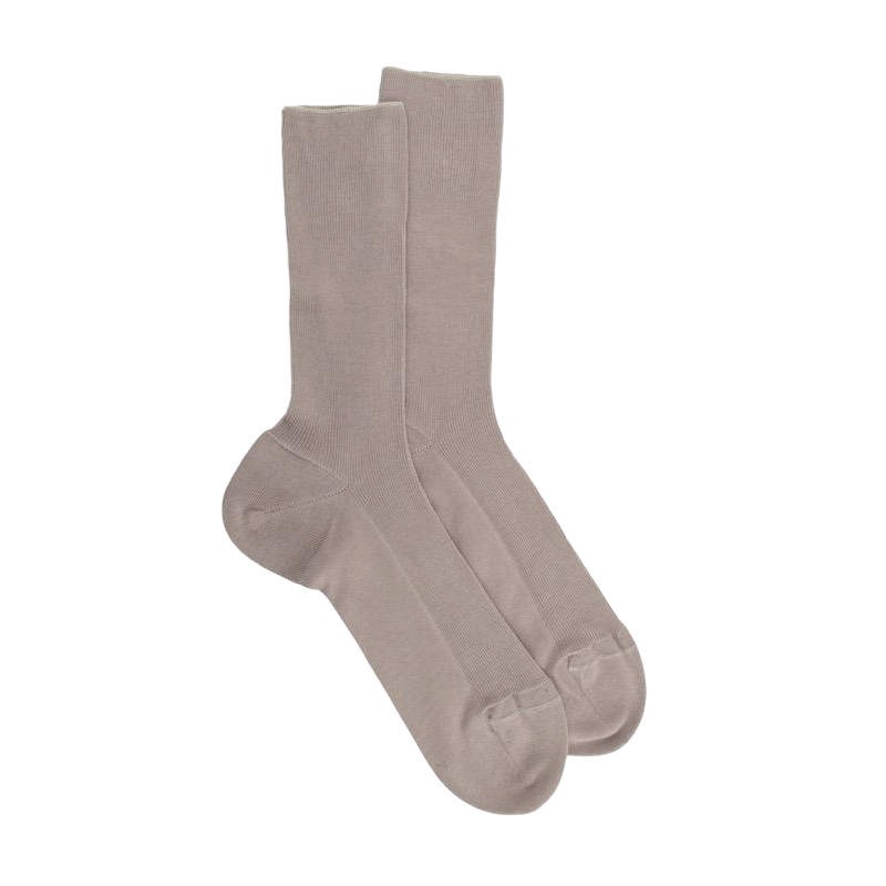 Chaussettes femme à côtes sans bord élastique en fil d'Écosse - Gris | Doré Doré