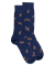 Chaussettes homme en coton à motif renard - Bleu Voilier