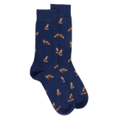 Chaussettes homme en coton à motif renard - Bleu Voilier | Doré Doré