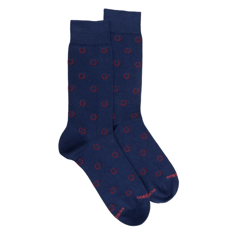 Chaussettes homme en coton à motif fer à cheval - Bleu Voilier | Doré Doré