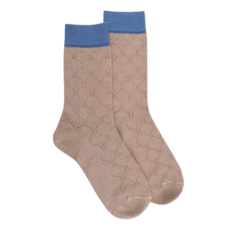 Chaussettes femme en laine ajouré - Beige Sable | Doré Doré