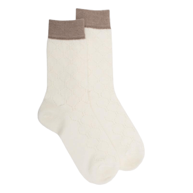 Chaussettes femme en laine ajouré - Écru | Doré Doré