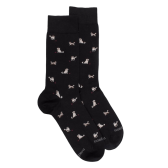 Chaussettes homme en coton à motif chiens - Noir | Doré Doré