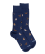 Chaussettes homme en coton à motif chats - Bleu Voilier