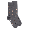 Chaussettes homme en coton à motif chats - Gris oxford | Doré Doré