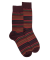 Chaussettes rayures fines multicolores en laine mérinos - Aubergine & Framboise