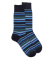 Chaussettes rayures fines multicolores en laine mérinos - Navy blue & grey