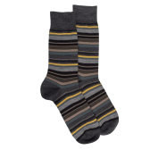 Chaussettes rayures fines multicolores en laine mérinos - Gris étain & gris anthracite | Doré Doré