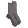 Chaussettes femme en laine et angora sans bord élastique effet brillant - Brun fourmi & bleu macadam