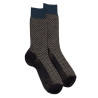 Chaussettes homme en laine à motif à trois couleurs - Gris anthracite & Bleu marsouin | Doré Doré