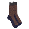 Chaussettes homme en laine à motif à trois couleurs - Bleu caban & gris étain