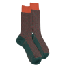 Chaussettes homme en laine à motif à trois couleurs - Gris & orange henné | Doré Doré