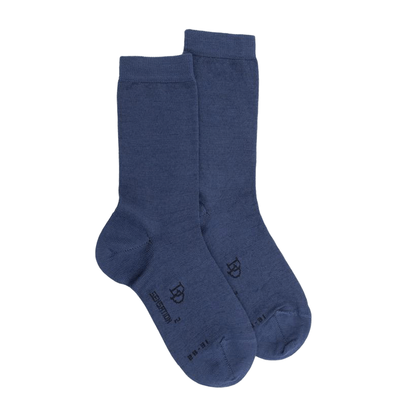 Chaussettes enfant en laine et coton  - Bleu jean foncé | Doré Doré