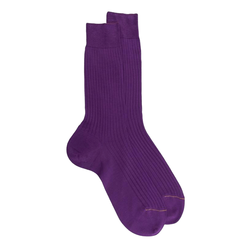 Chaussettes homme luxe en pur fil d'écosse extra fin - Violet Provence | Doré Doré