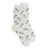 Chaussettes femme en fil d'Écosse à motifs fleurs - Blanc Givre