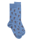 Chaussettes homme en coton à motifs crocodiles tribaux - Bleu Macadam