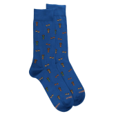 Chaussettes homme en coton à motifs tambours - Bleu Cosmos | Doré Doré