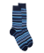 Chaussettes homme à rayures en fil d'Écosse - Bleu Matelot & Bleu Glacier