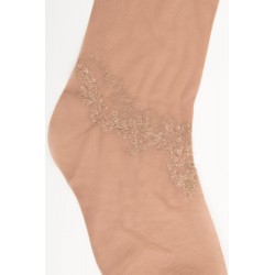 Collants 20 D résille et bijoux brillants - Couleur peau | Doré Doré