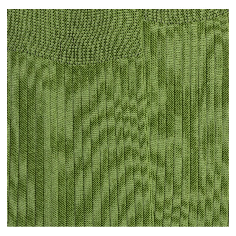 Chaussettes Homme côtelées en pur fil d'Ecosse - Vert campagne | Doré Doré