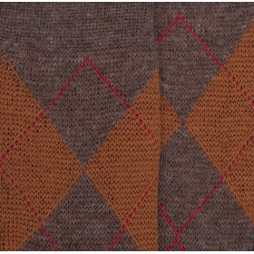 Chaussettes homme en laine mérinos et motifs jacquard à losanges - Vert et marron | Doré Doré