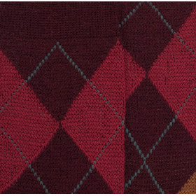 Chaussettes homme en laine mérinos et motifs jacquard à losanges - Aubergine et écureuil | Doré Doré