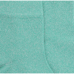 Socquettes femme en coton doux et effet brillant lurex - Vert | Doré Doré