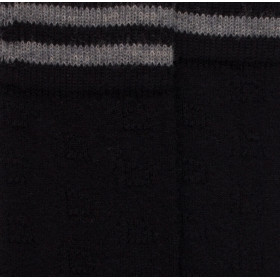 Mi-bas 2 bandes en laine et lettre D ajourée - Noir | Doré Doré