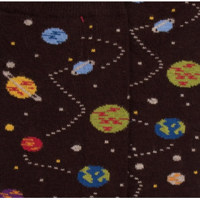 Chaussettes en coton motifs planètes - Marron | Doré Doré