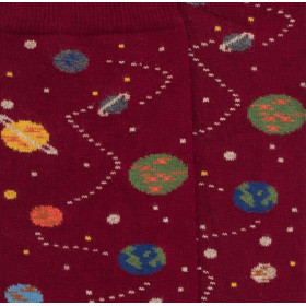 Chaussettes en coton motifs planètes - Bordeaux | Doré Doré
