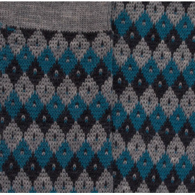 Chaussettes en laine à losanges tricolores - Gris | Doré Doré