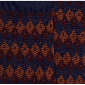 Chaussettes en laine à losanges tricolores - Bleu | Doré Doré