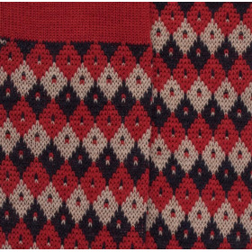 Chaussettes en laine à losanges tricolores - Brique | Doré Doré