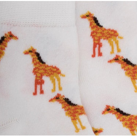Socquettes enfant en coton à motifs girafes - Blanc | Doré Doré
