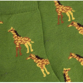 Socquettes enfant en coton à motifs girafes - Vert Campagne | Doré Doré