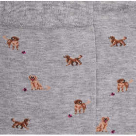 Chaussettes homme en coton à motifs chiens - Gris Rocheux | Doré Doré