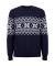 Pull à col rond en laine à motif de Noël - Bleu marine