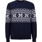 Pull à col rond en laine à motif de Noël - Bleu marine | Doré Doré