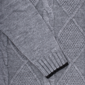 Pull à col rond en laine et alpaga avec tresses tricotées - Gris oxford & Noir | Doré Doré