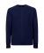 Pull à col rond en laine et alpaga avec tresses tricotées - Bleu caban & Rouge brique
